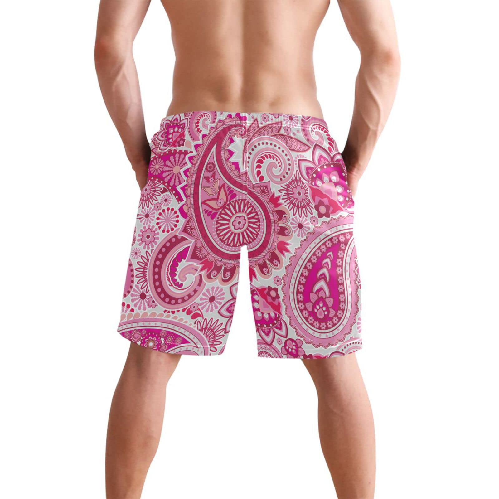 Amazon.com: Asian Paisley Pink Men's Swim Trunks Beach Shorts